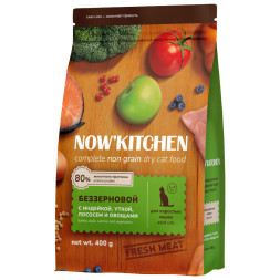 NOW' Kitchen сухой беззерновой корм для взрослых кошек, со свежей индейкой, уткой, лососем и овощами - 400 г