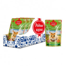 Родные корма полнорационный корм для кошек с кроликом кусочки в соусе по-липецки в паучах - 85 г х 32 шт