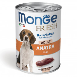 Monge Dog Fresh влажный корм для собак с мясным рулетом из утки в консервах 400 г (24 шт в уп)