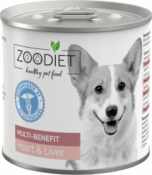 Zoodiet Multi-Benefit Heart&amp;Liver влажный корм для взрослых собак, для поддержания здоровья всего организма, с сердцем и печенью, в консервах - 240 г х 12 шт