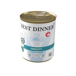 Best Dinner Vet Profi Obesity влажный диетический корм для снижения и контроля избыточной массы тела у взрослых собак, с говядиной, в консервах - 340 г х 12 шт