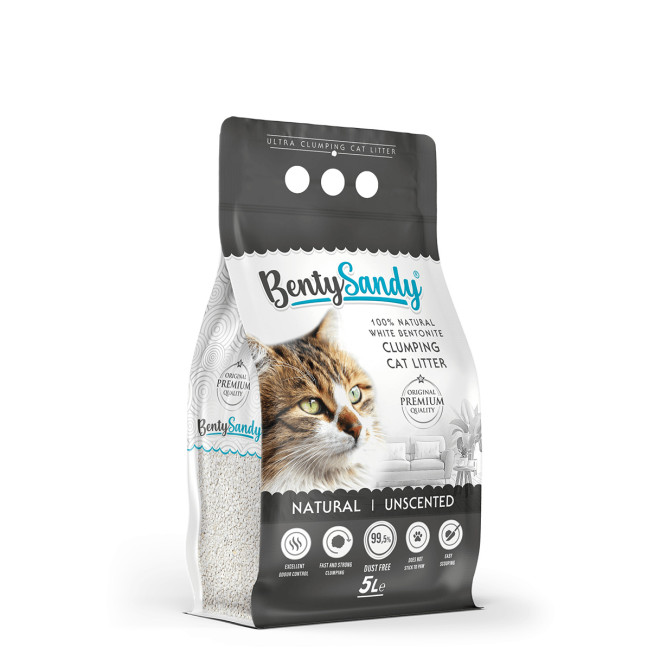 BentySandy Natural наполнитель для кошачьего туалета комкующийся, глиняный, без ароматизатора - 4,35 кг (5 л)