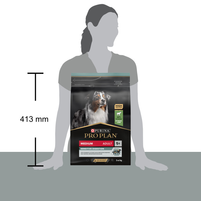 Pro Plan Adult Sensitive Digestion сухой корм для взрослых собак средних пород с чувствительным пищеварением, с ягненком - 3 кг