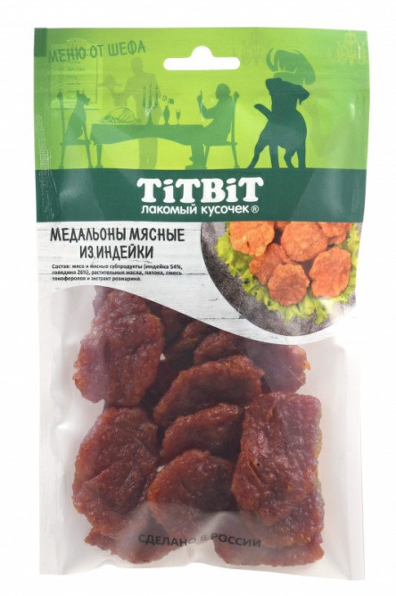 TiTBiT "Меню от Шефа" медальоны мясные из индейки для собак - 80 г