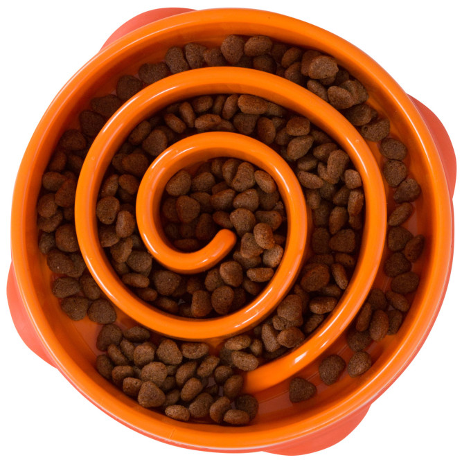 OutwardHound миска для собак для медленного поедания "Водоворот", оранжевый, MD