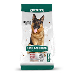 Chester Энергия сухой корм для взрослых собак средних и крупных пород, мясное ассорти - 14 кг