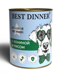 Best Dinner Exclusive Hypoallergenic консервы для собак при проблемах пищеварения с кониной и рисом - 340 г