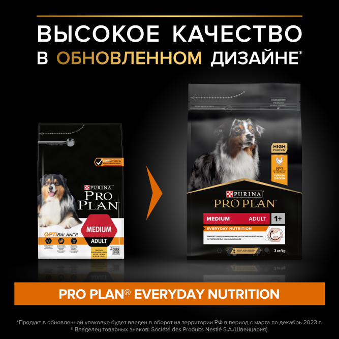 Pro Plan Adult Everyday Nutrition сухой корм для взрослых собак средних пород, с курицей - 3 кг