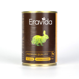 Eravida влажный корм для взрослых собак с кусочками кролика, в консервах - 400 г х 6 шт