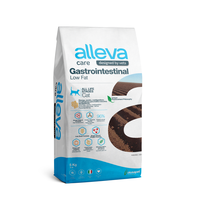 Alleva Care Cat Gastrointestinal Low Fat сухой диетический корм со сниженным уровнем жира для взрослых кошек, при расстройствах пищеварения - 5 кг