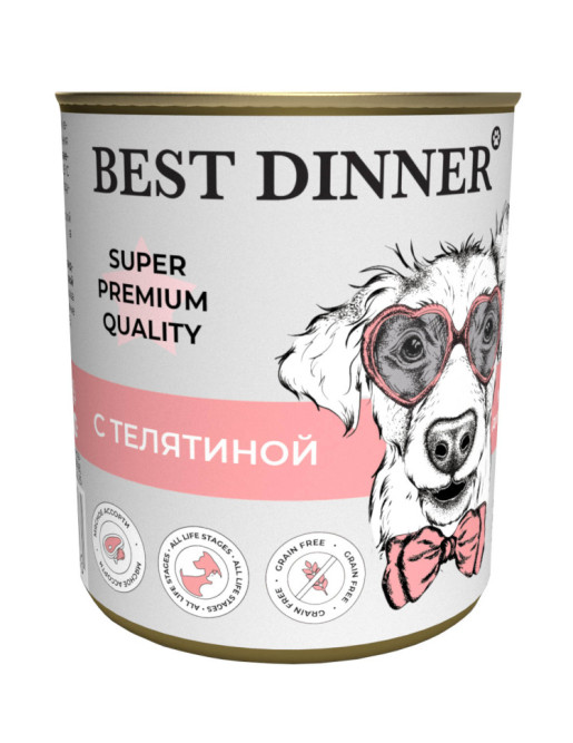 Best Dinner Super Premium консервы для щенков с телятиной - 340 г х 6 шт