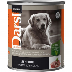 Darsi консервы для собак с чувствительным пищеварением с ягненком паштет - 850 г х 6 шт