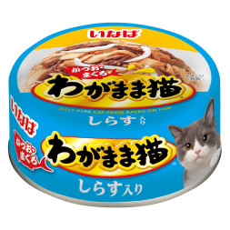Inaba Wagamama влажный корм для взрослых кошек Микс тунцов с мальками ширасу в желе, в консервах - 115 г х 24 шт