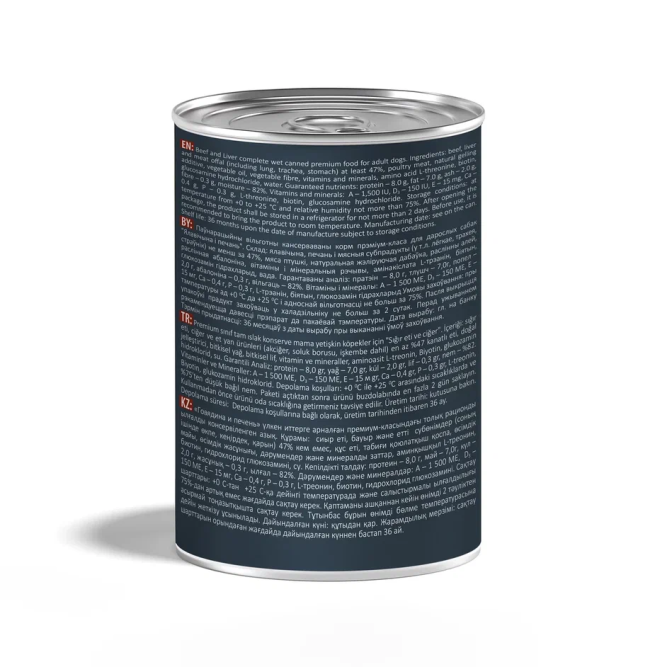 Mr.Buffalo Adult влажный корм для взрослых собак с говядиной и печенью, в консервах - 400 г х 9 шт