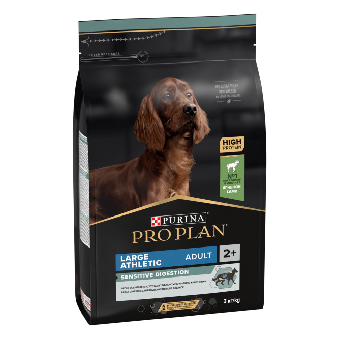 Pro Plan Adult Sensitive Digestion сухой корм для взрослых собак крупных пород с атлетическим телосложением с чувствительным пищеварением, с ягненком - 3 кг
