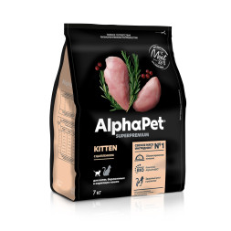 AlphaPet Superpremium полнорационный сухой корм для котят, беременных и кормящих кошек с цыпленком - 7 кг