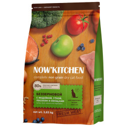 NOW' Kitchen сухой беззерновой корм для взрослых кошек, со свежей индейкой, уткой, лососем и овощами - 3,63 кг
