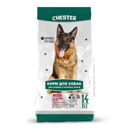 Chester Энергия сухой корм для взрослых собак средних и крупных пород с телятиной и рисом - 14 кг