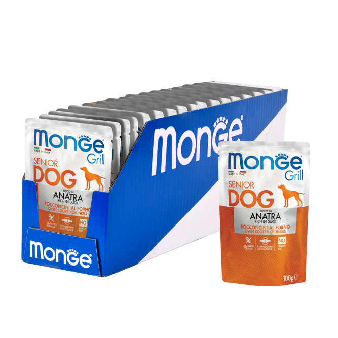 Monge Dog Grill Senior влажный корм для пожилых собак с уткой в паучах 100 г (24 шт в уп)