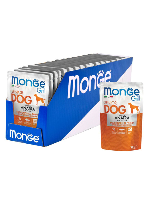 Monge Dog Grill Senior влажный корм для пожилых собак с уткой в паучах 100 г (24 шт в уп)