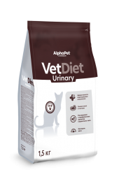AlphaPet Vet Diet Urinary сухой диетический корм для взрослых кошек и котов при заболеваниях нижних отделов мочевыводящих путей - 1,5 кг