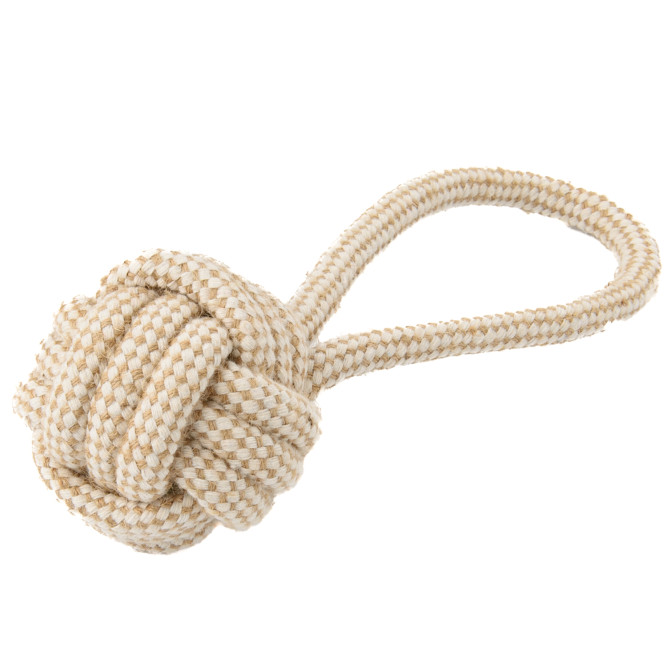 Mr.Kranch игрушка для собак Мяч из каната на кольцевом шнуре, 23х8 см, цвет натуральный