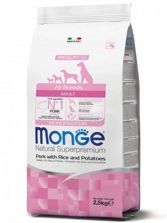 Monge Dog Speciality сухой корм для взрослых собак всех пород свинина с рисом и картофелем 2,5 кг