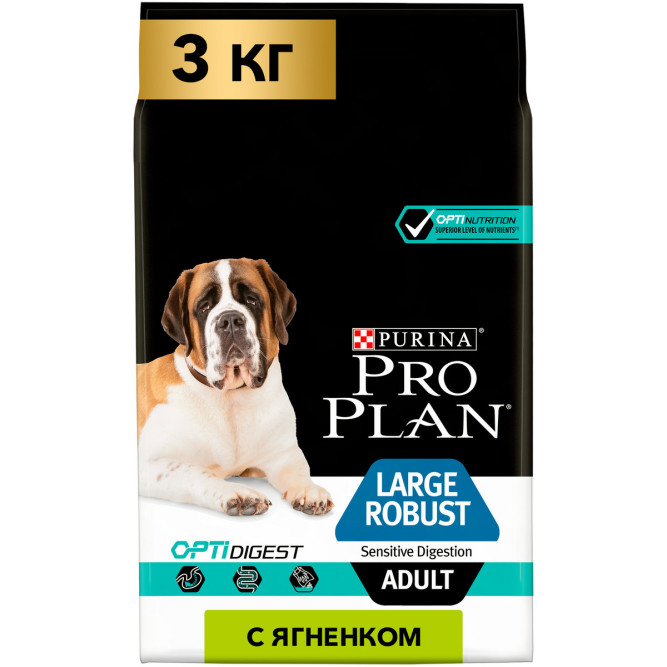 Pro Plan Adult Large Robust сухой корм для взрослых собак крупных пород с мощным телосложением с ягненком - 3 кг