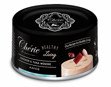 Pettric Cherie Healthy Living влажный корм для взрослых кошек мусс из курицы и тунца, в консервах - 80 г х 24 шт