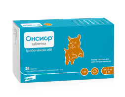 Elanсo Онсиор 5 мг таблетки для лечения воспалительных и болевых синдромов для собак массой тела от 2,5 кг до 5 кг - 28 шт