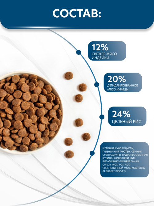 AlphaPet Vet Diet Gastro сухой диетический корм для взрослых кошек и котов при острых расстройствах пищеварения, в реабилитационный период и при истощении - 400 г