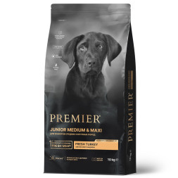 Premier Dog Turkey Junior Medium&Maxi сухой корм для юниоров и кормящих собак средних и крупных пород, со свежим мясом индейки - 10 кг