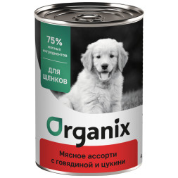 Organiх консервы для щенков с мясным ассорти, говядиной и цукини - 400 г х 6 шт