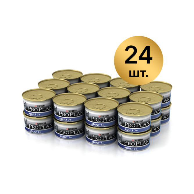 Purina Pro Plan Senior +7 консервы для пожилых кошек старше 7 лет с тунцом - 85 г х 24 шт
