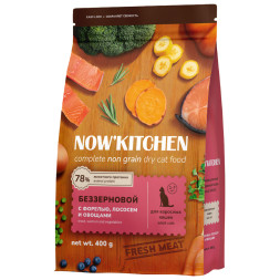 NOW' Kitchen сухой беззерновой корм для взрослых кошек, со свежей форелью, лососем и овощами - 400 г
