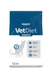 AlphaPet Vet Diet Gastro сухой диетический корм для взрослых кошек и котов при острых расстройствах пищеварения, в реабилитационный период и при истощении - 1,5 кг