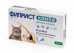 Фиприст Комбо KRKA капли для кошек и хорьков от блох, вшей, клещей и власоедов - 1 пипетка