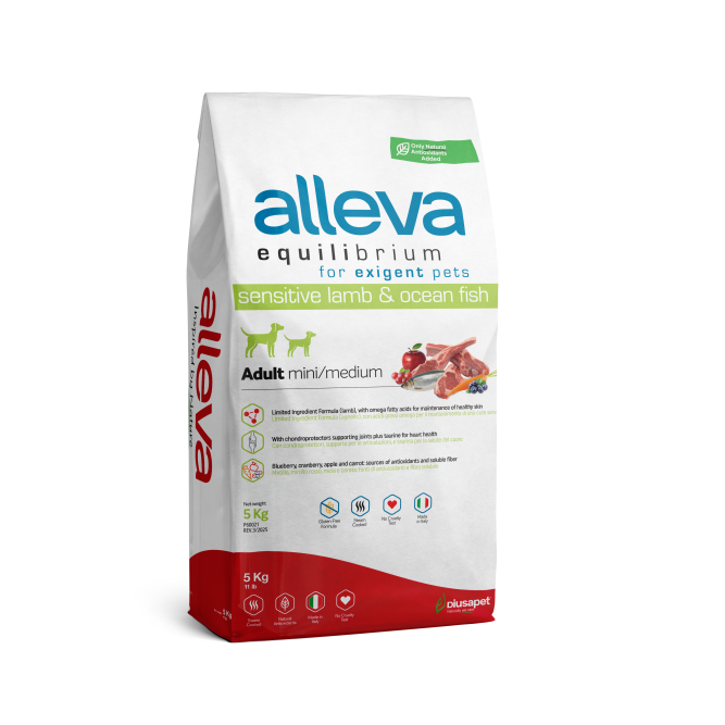 Alleva Equilibrium Sensitive Lamb&amp;Ocean Fish Adult Mini/Medium сухой корм для взрослых собак мелких и средних пород с ягненком и океанической рыбой - 5 кг