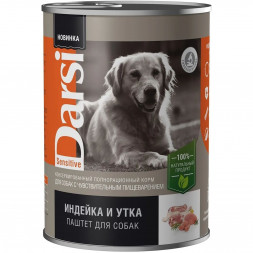 Darsi консервы для собак с чувствительным пищеварением с индейкой и уткой паштет - 410 г х 9 шт
