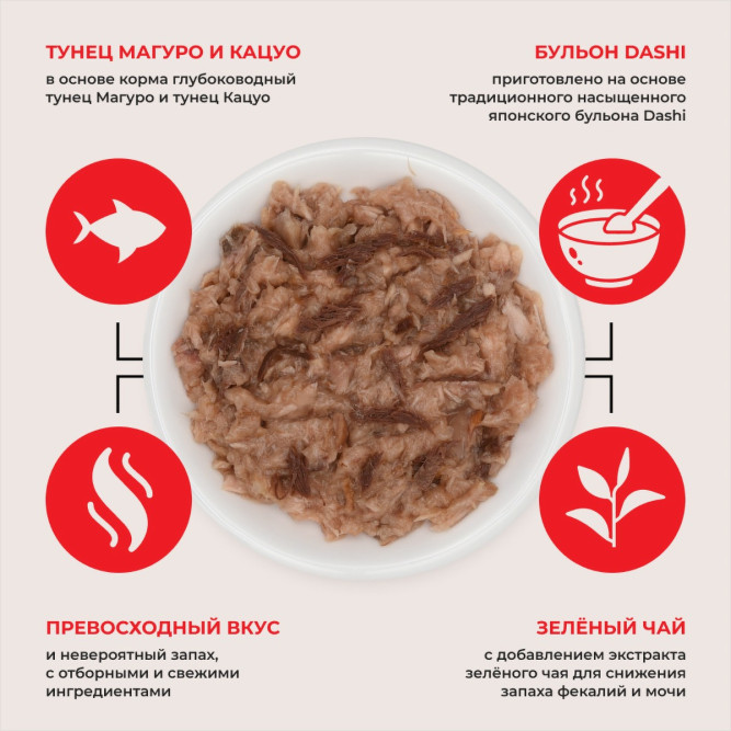 Inaba Ciao Kinnodashi влажный дополнительный корм для взрослых кошек, тунец Магуро и тунец Кацуо, в паучах - 60 г х 24 шт