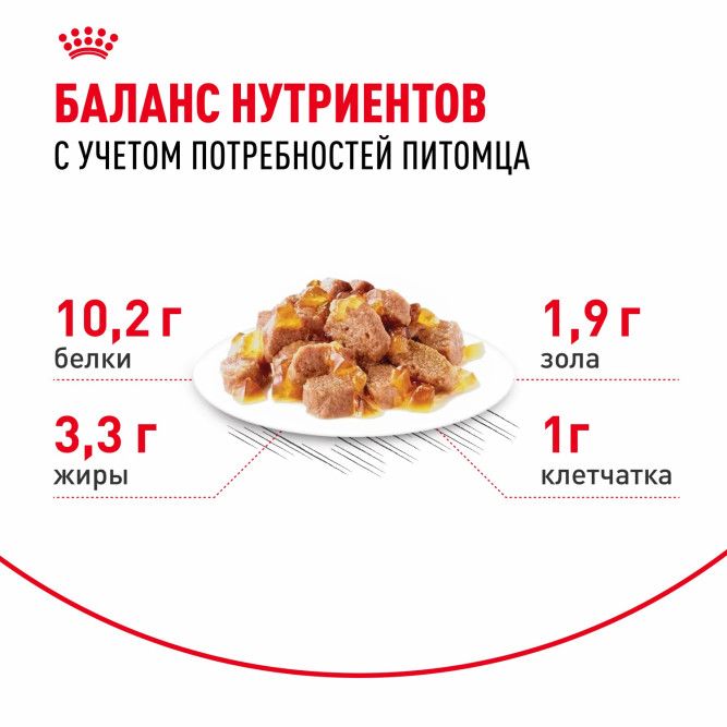 Royal Canin Indoor Sterilised 7+ влажный корм для стерилизованных кошек в возрасте от 7 до 12 лет, живущих в помещении, мелкие кусочки в желе, в паучах - 85 г х 28 шт