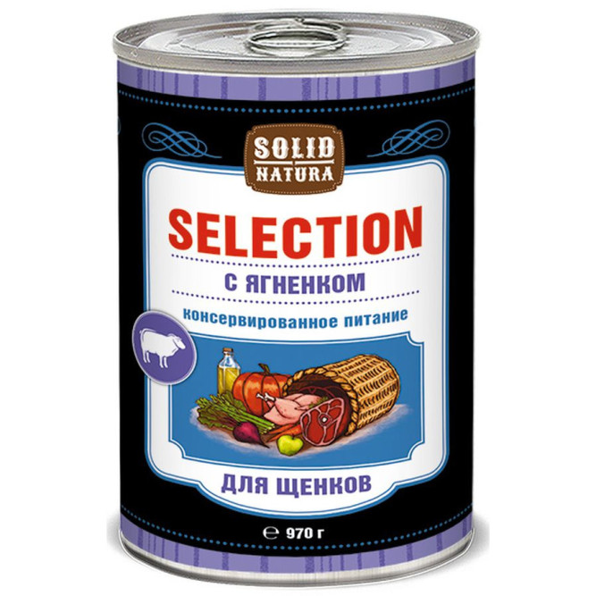 Solid Natura Selection влажный корм для щенков с ягненком в консервах - 970 г х 6 шт