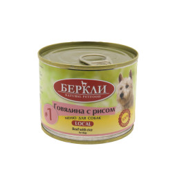 Беркли №1 влажный корм для взрослых собак и щенков, говядина с рисом - 200 г x 6 шт