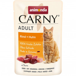 Animonda Carny Adult влажный корм для взрослых кошек с говядиной и курицей в паучах - 85 г (12 шт в уп)