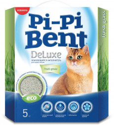 Pi-Pi Bent Deluxe Fresh Grass комкующийся наполнитель для кошек из бентонитовой глины - 5 кг