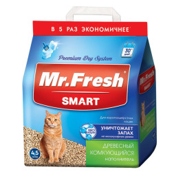 Mr.Fresh Smart древесный комкующийся наполнитель для короткошерстных кошек - 4,5 л (2,1 кг)