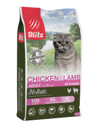 Blitz Holistic Cat Adult сухой низкозерновой корм для взрослых кошек с курицей и ягненком - 1,5 кг