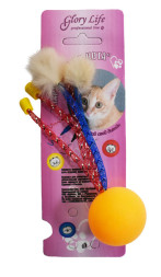 Glory Life &quot;Нарисуй для кота&quot; трубочки пластик и норка, игрушка-дразнилка для кошек с мехом норки, разноцветная