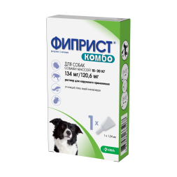 Фиприст Комбо KRKA капли для собак 10-20 кг от блох, вшей, клещей и власоедов - 1 пипетка