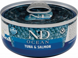 Farmina N&amp;D Cat Ocean Tuna and Salmon влажный корм для взрослых кошек с тунцом и лососем - 70 г х 24 шт